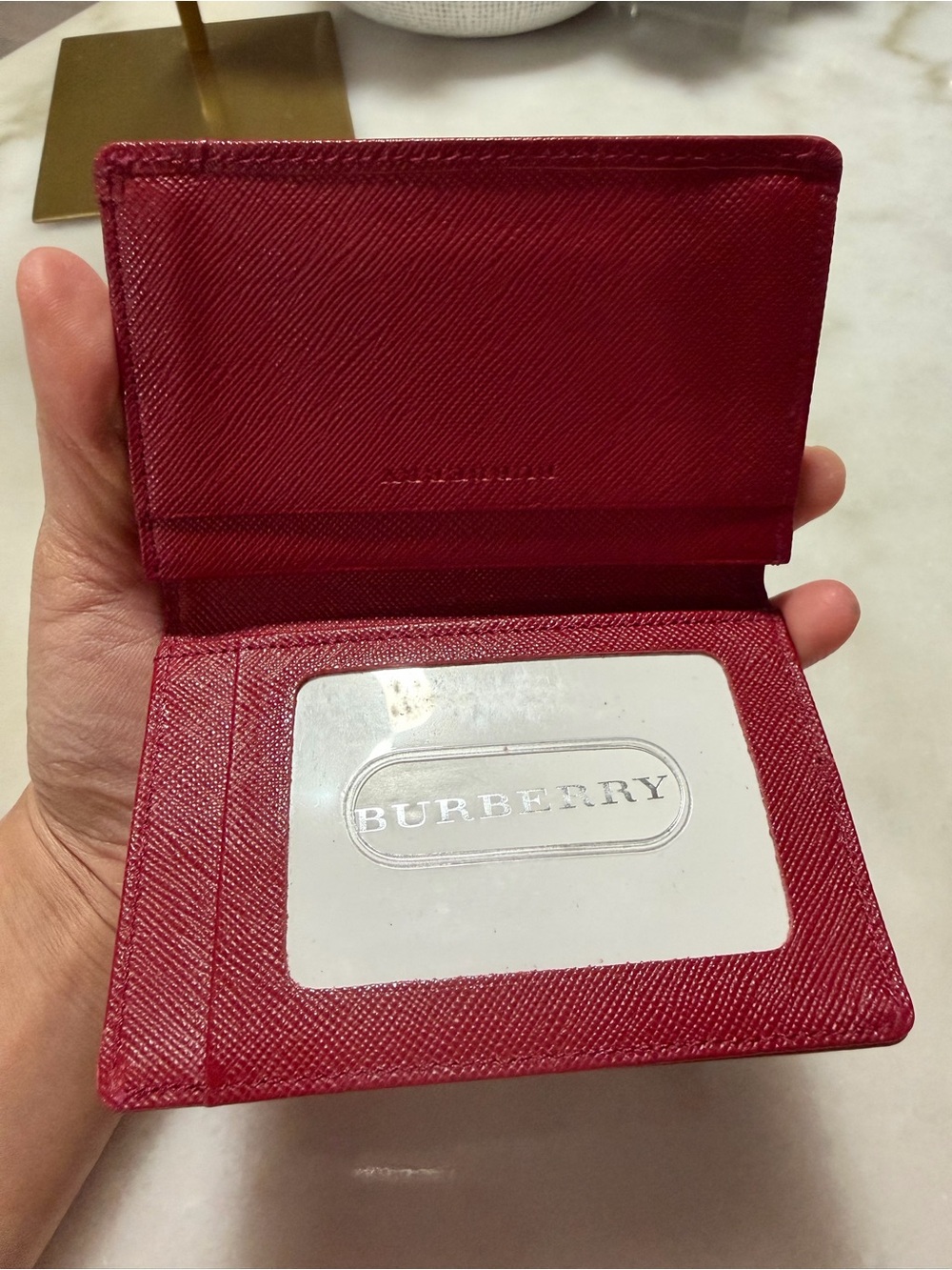 Burberry Red Leather ID Card Holder - Picture 2 of 4